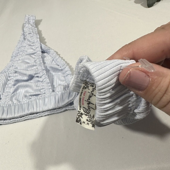 NWT Free People‎ [ Medium ] Wait & See Stripe Ribbed Bralette Palest Blue - Picture 10 of 14